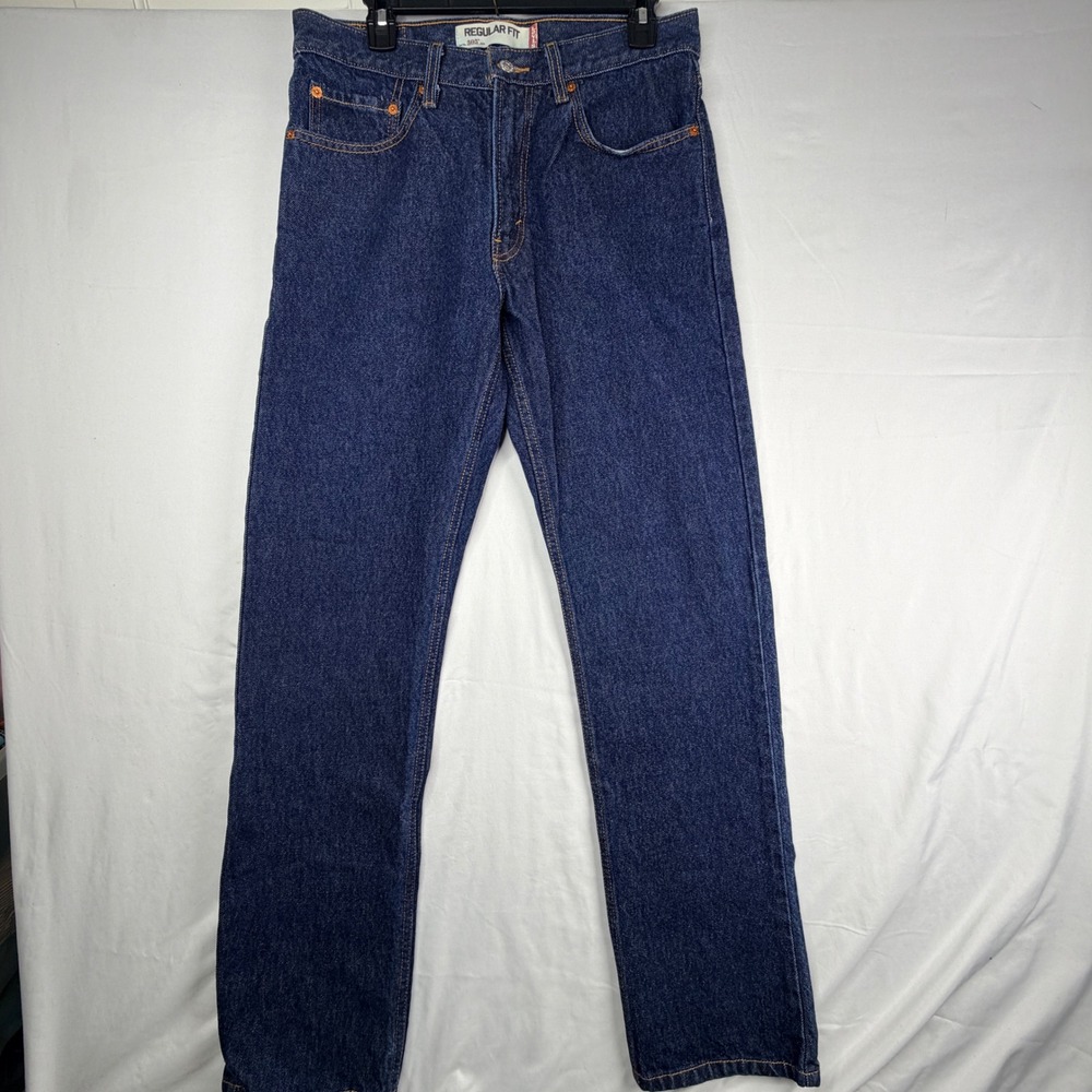 Levi's 505 Regular Fit Jeans 32x34 Blue Dark Wash Denim Mens Straight Leg